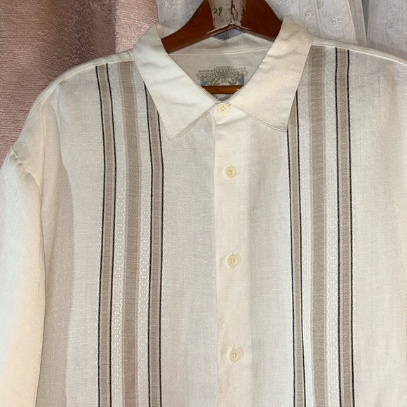 Paradise Collection Size XXL Linen Blend Short Sleeved Button Down Shirt - Picture 2 of 10